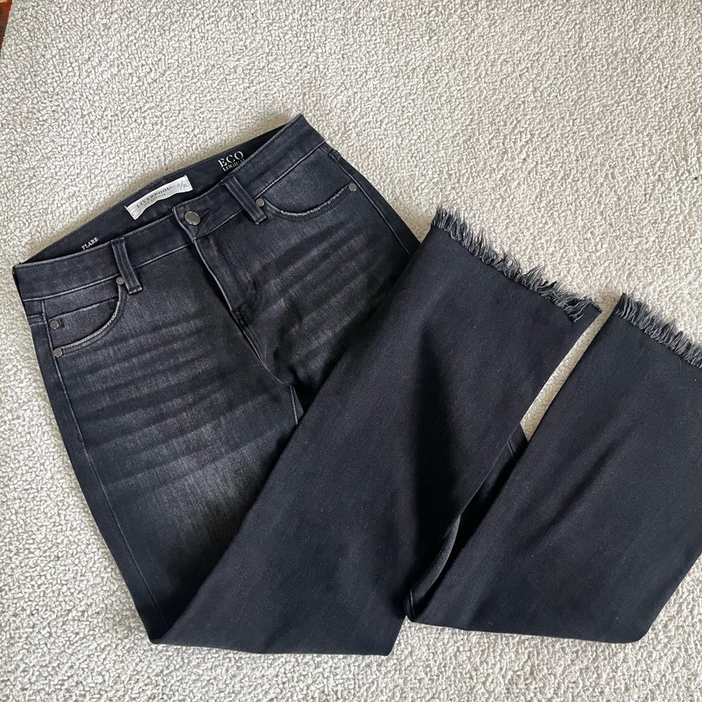 Liverpool Black Flare chunk Emo Jeans with Frayed Hem 0/25